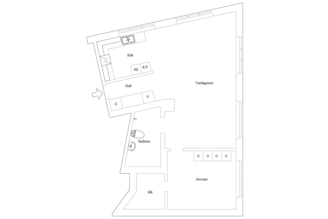 Planritning för Hallegatan 5