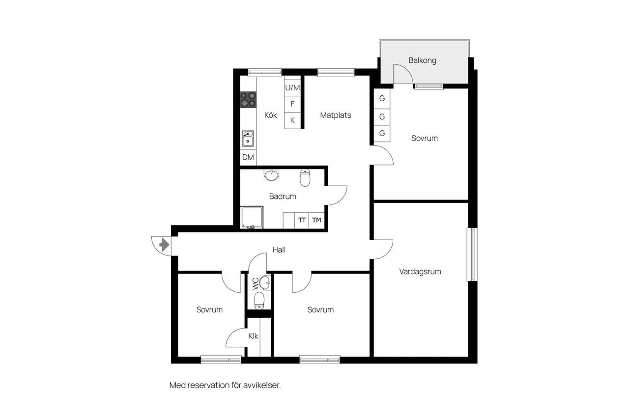 Floor plan for Idrottsgatan 3e