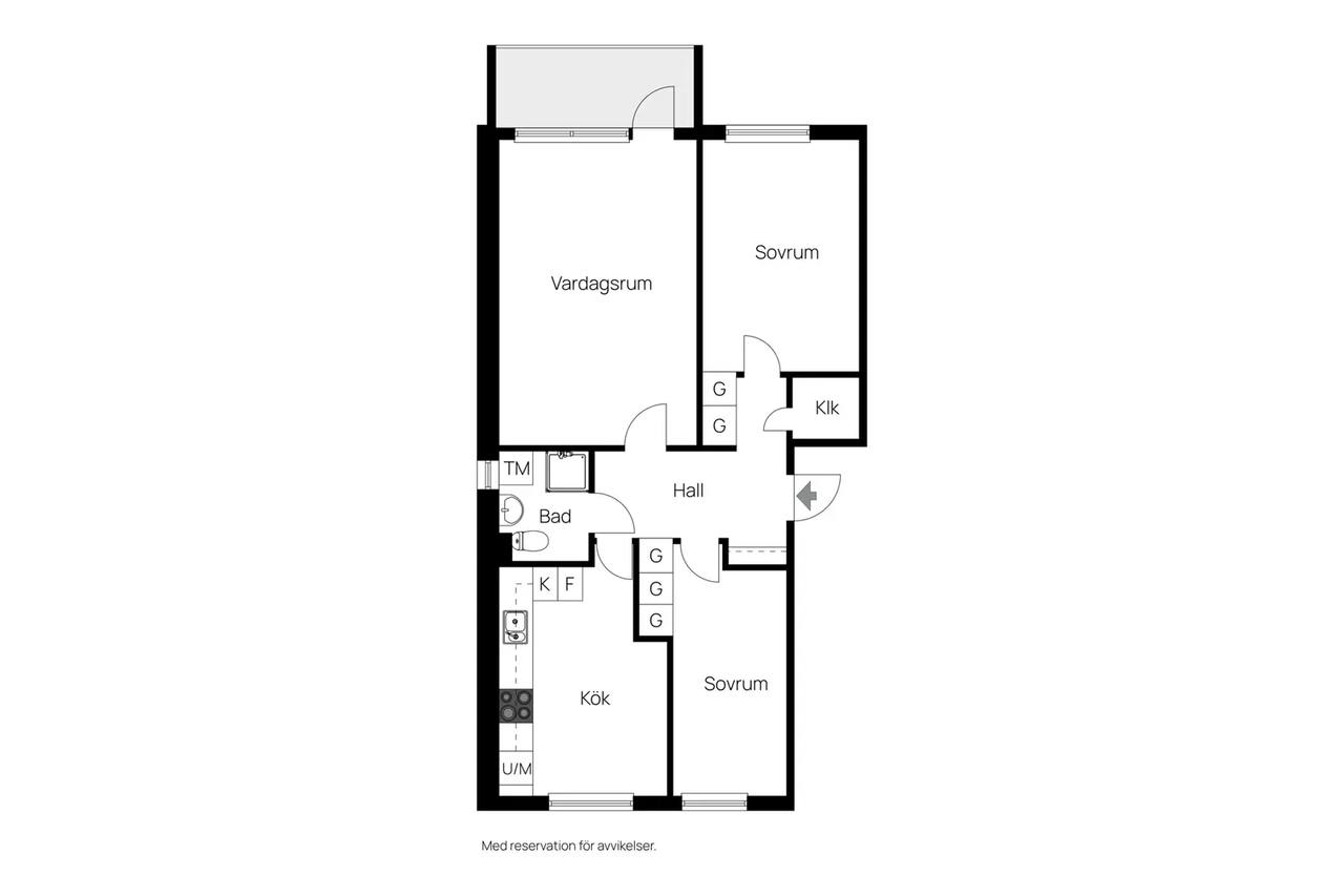 Floor plan for Högalidsvägen 34c