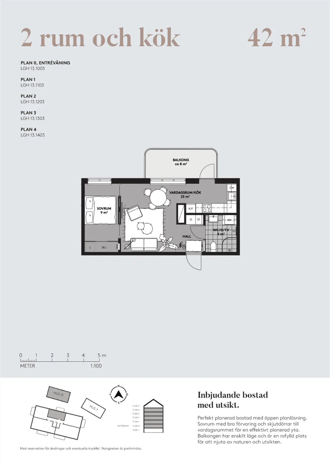 Floor plan for Brigadgatan 13, lgh 13-1303