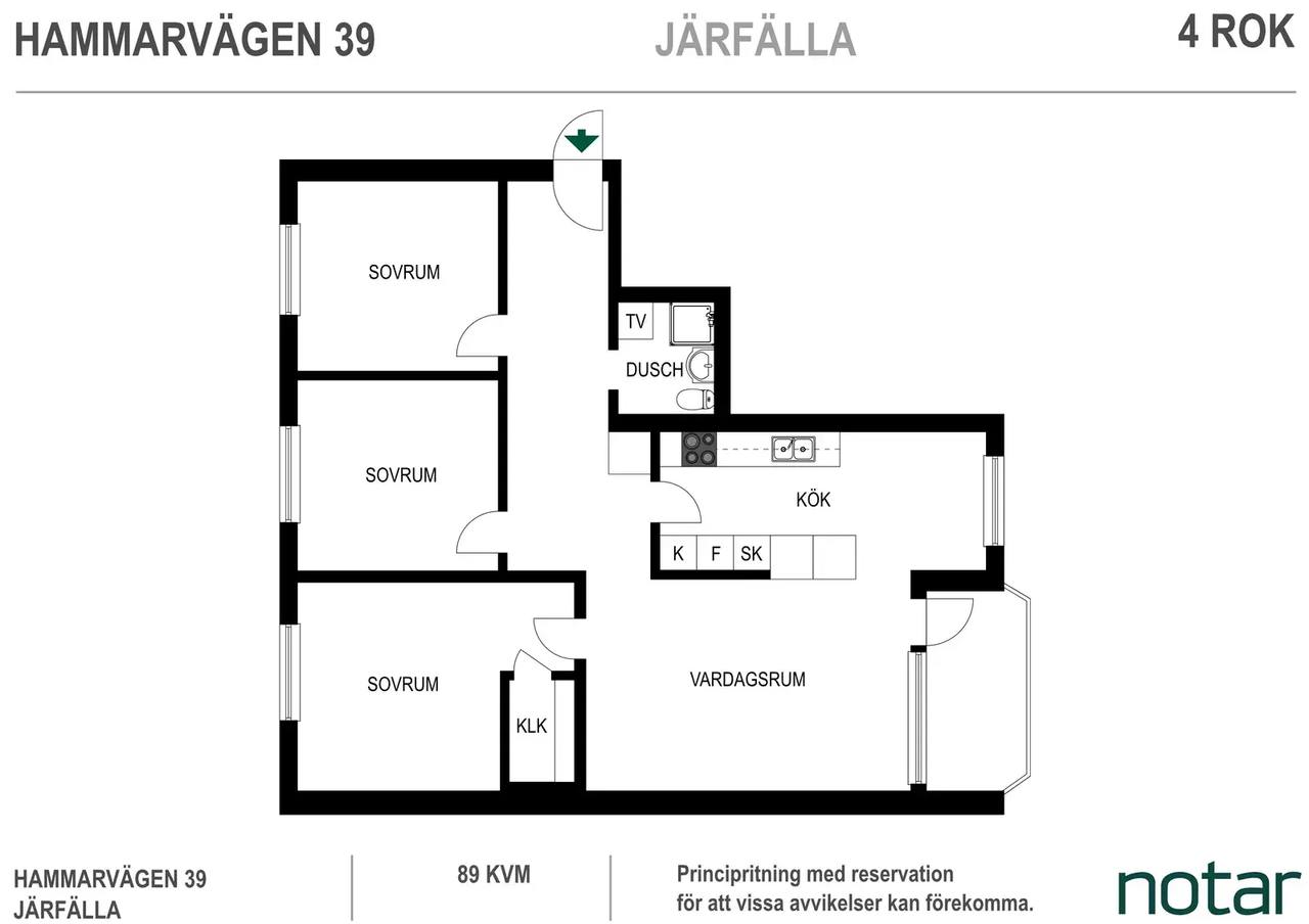 Floor plan for Hammarvägen 39