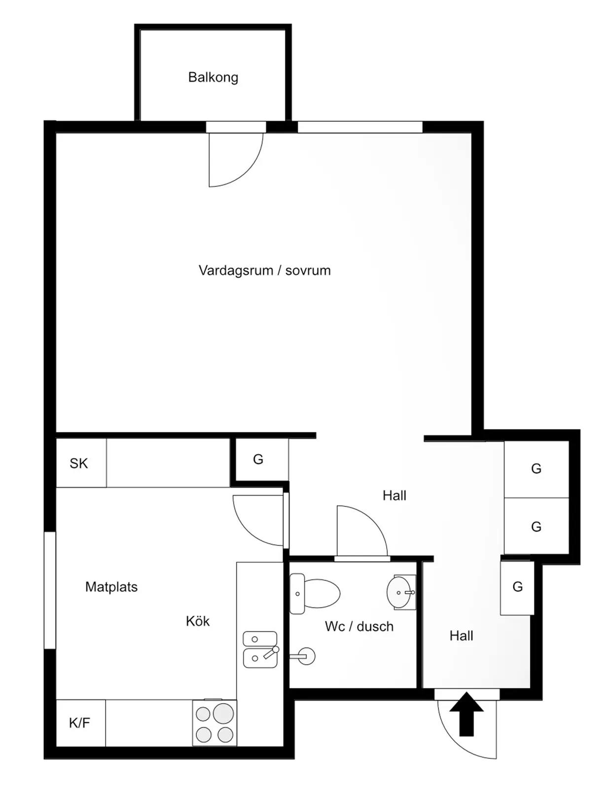 Planritning för Krutkällarvägen 1
