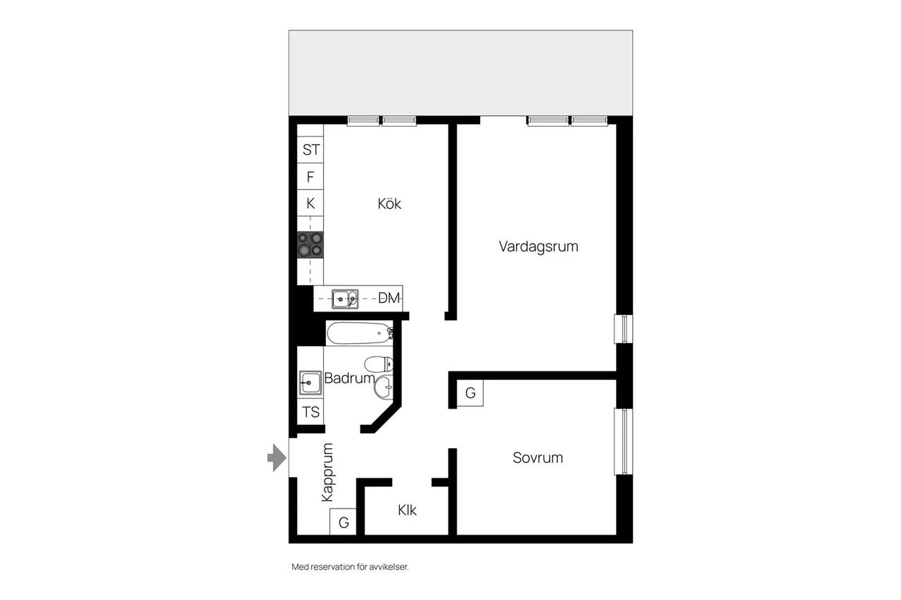 Planritning för Kuratorvägen 28, bv.