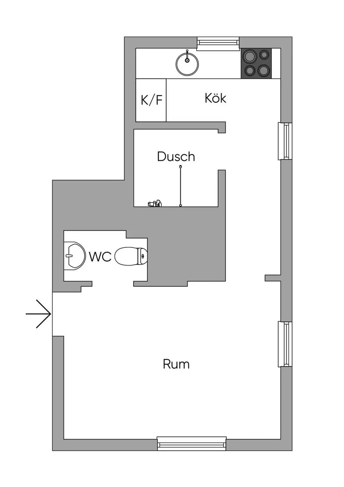 Floor plan for Trädgårdsgatan 6b