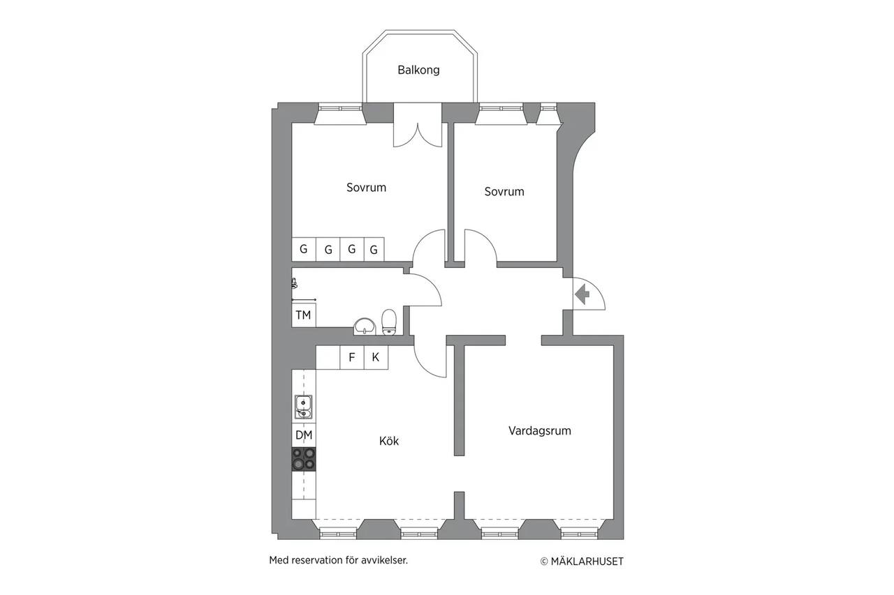 Floor plan for Prästgatan 32
