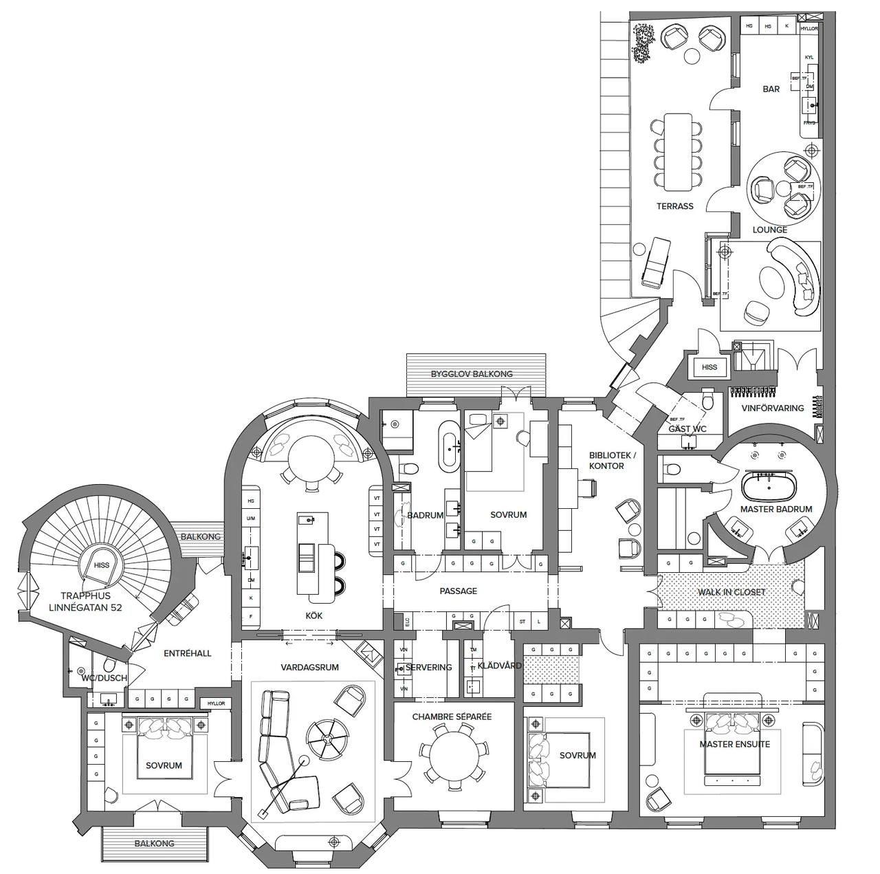 Floor plan for Linnégatan 52