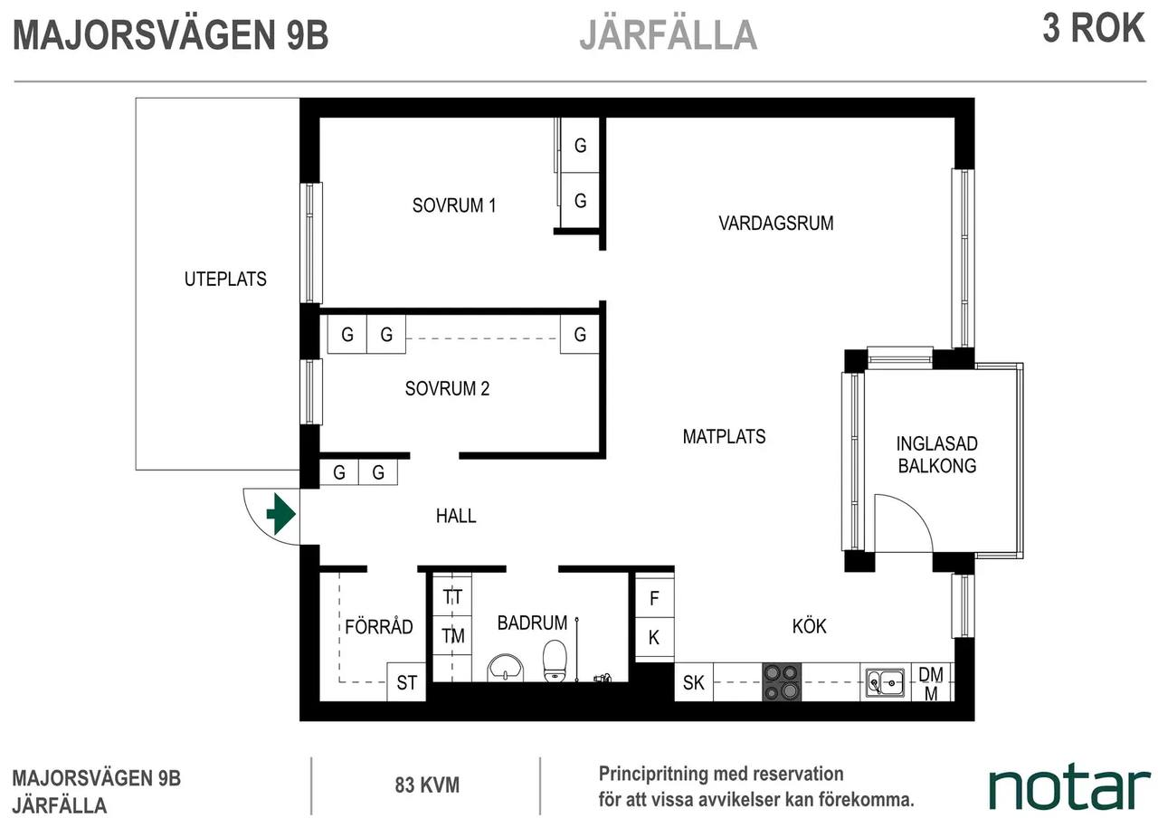 Floor plan for Majorsvägen 9B