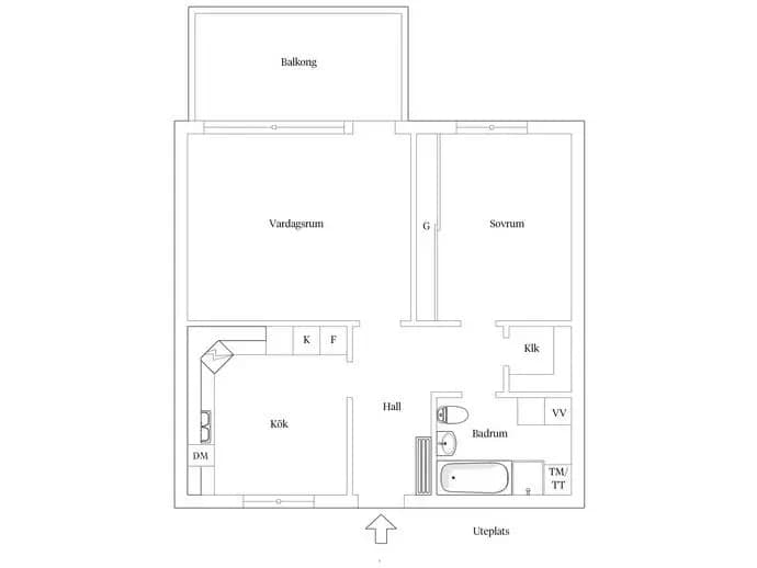 Floor plan for Hedegatan 43