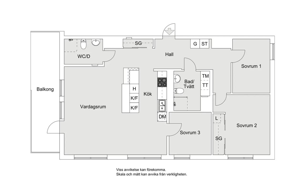Floor plan for Kvarnholmsvägen 80, 1tr