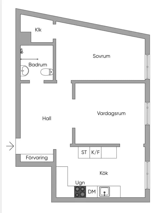 Planritning för Ursviksvägen 2B