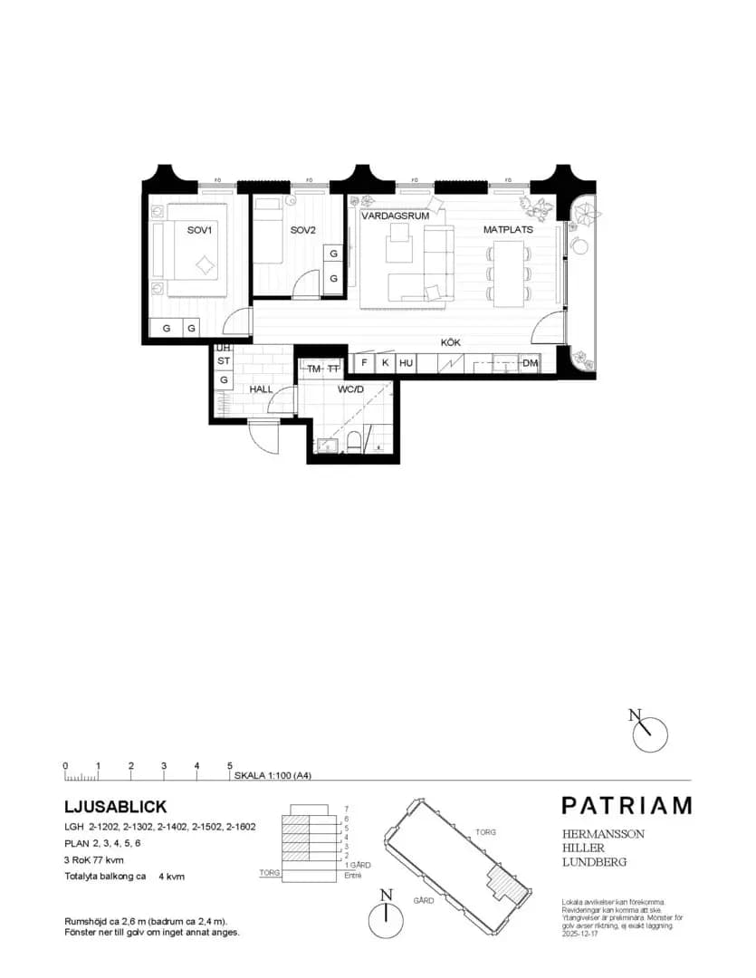 Floor plan for Primusgatan 20, Lgh 2-1202