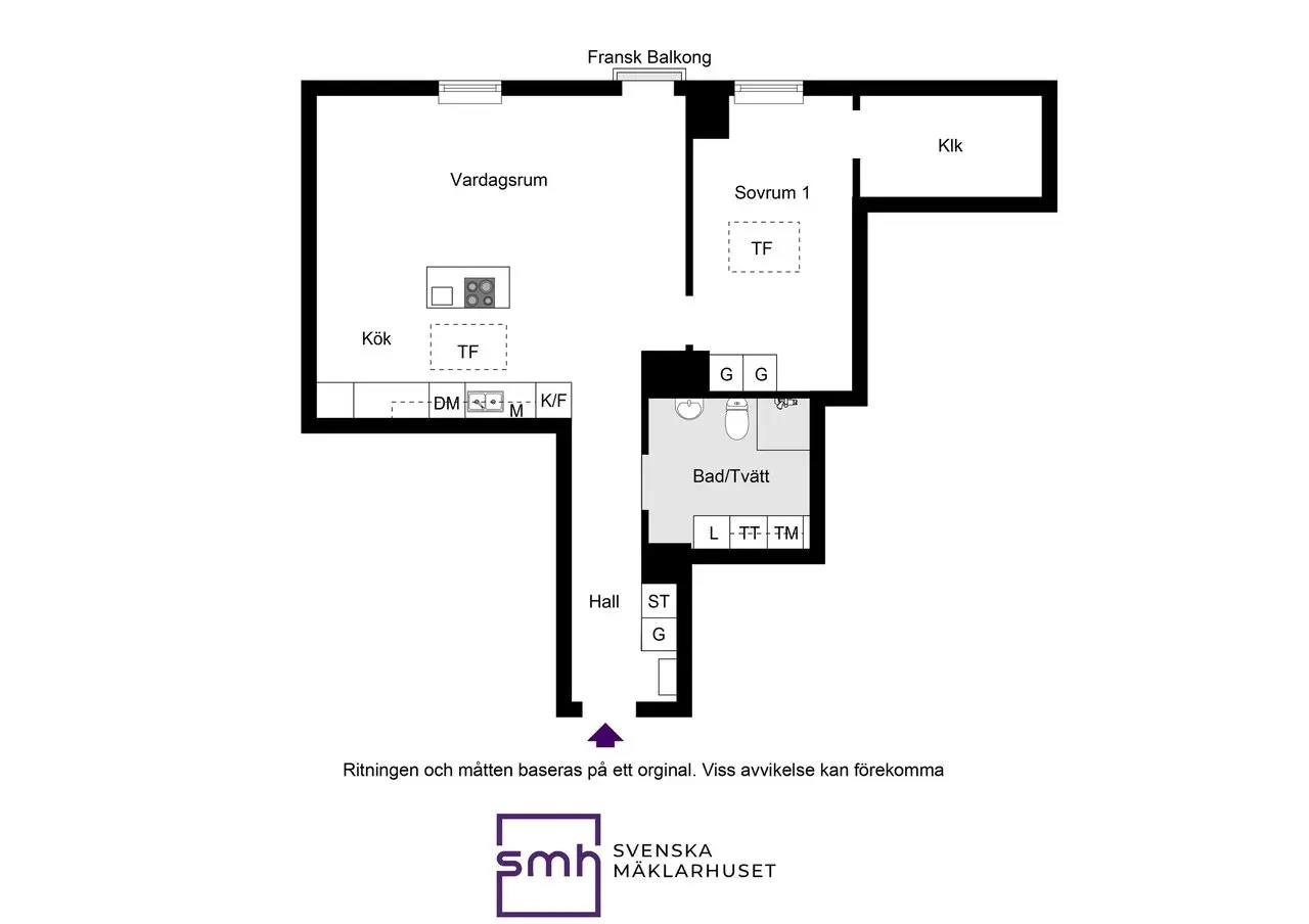 Floor plan for Lönnebergagatan 9D