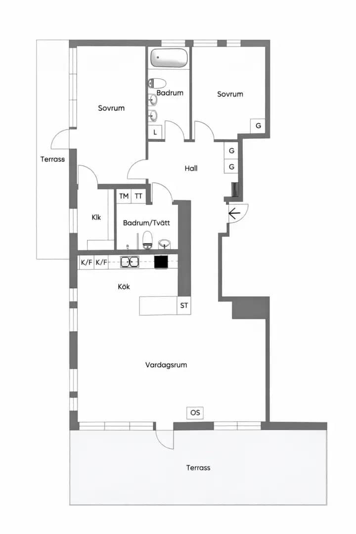 Floor plan for Tollarevägen 4, 4/4tr