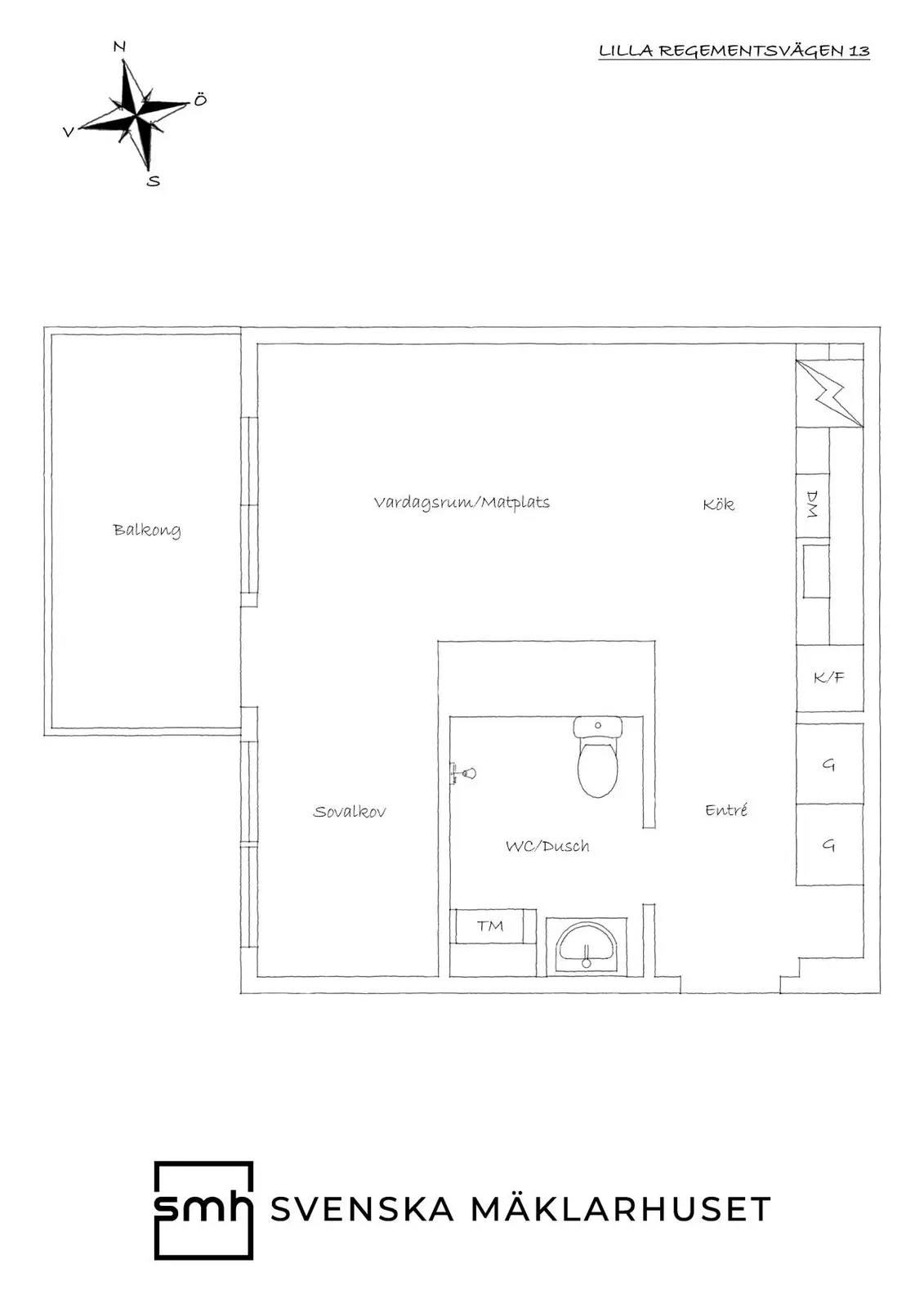 Floor plan for Lilla Regementsvägen 13
