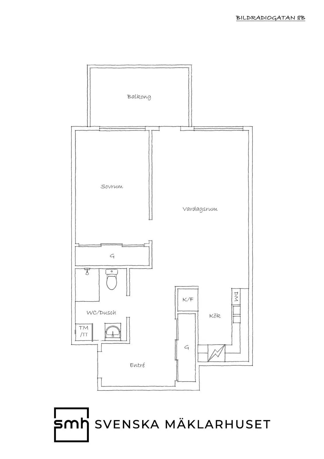Floor plan for Bildradiogatan 8B