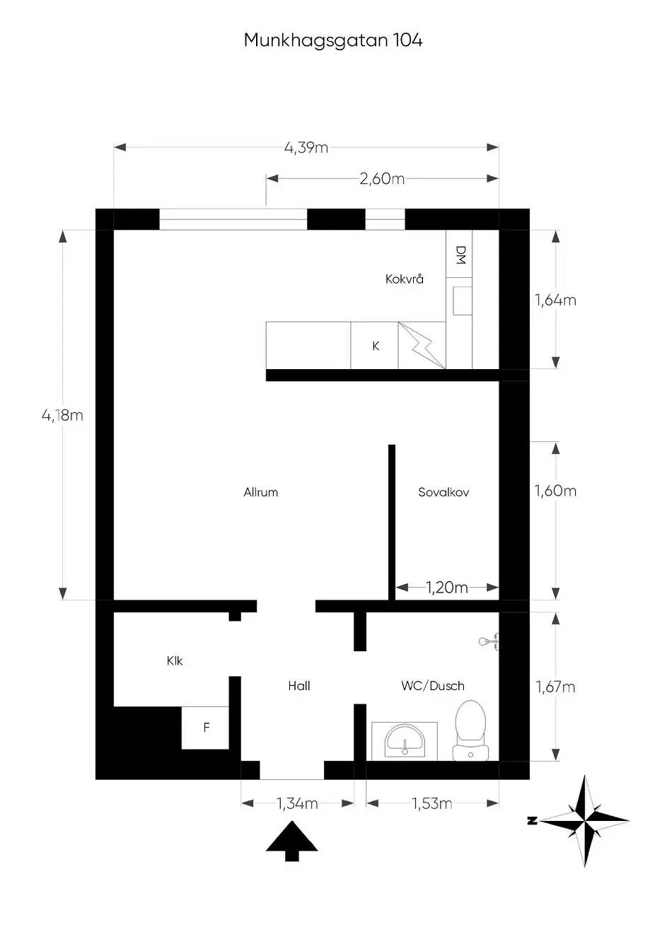 Planritning för Munkhagsgatan 104