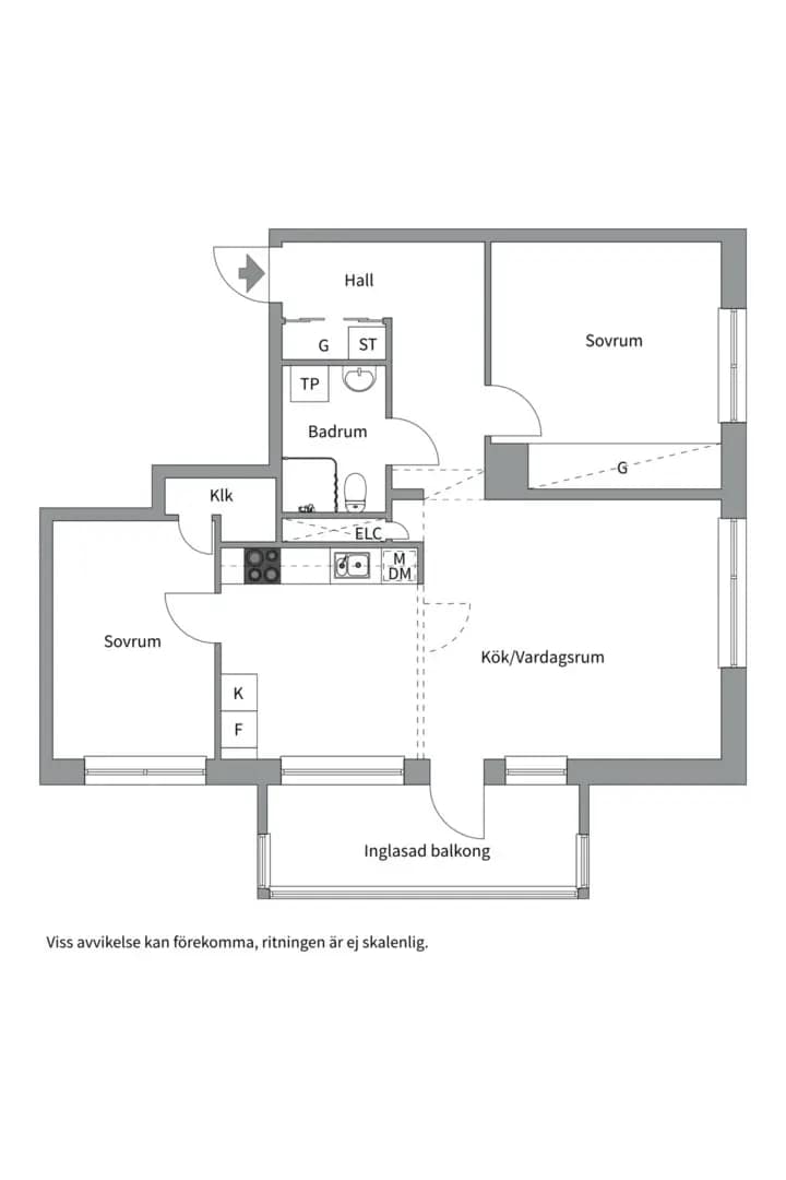 Planritning för Albert Engströmsgatan 2H
