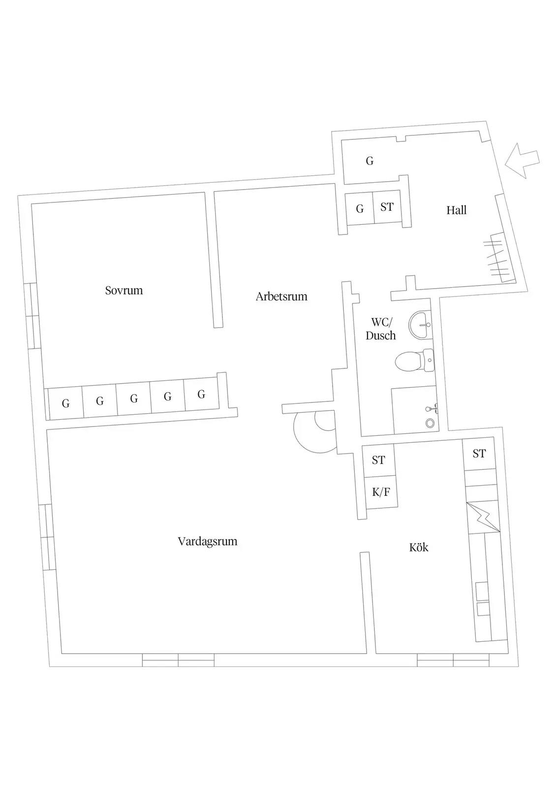 Planritning för Tegnérgatan 6B