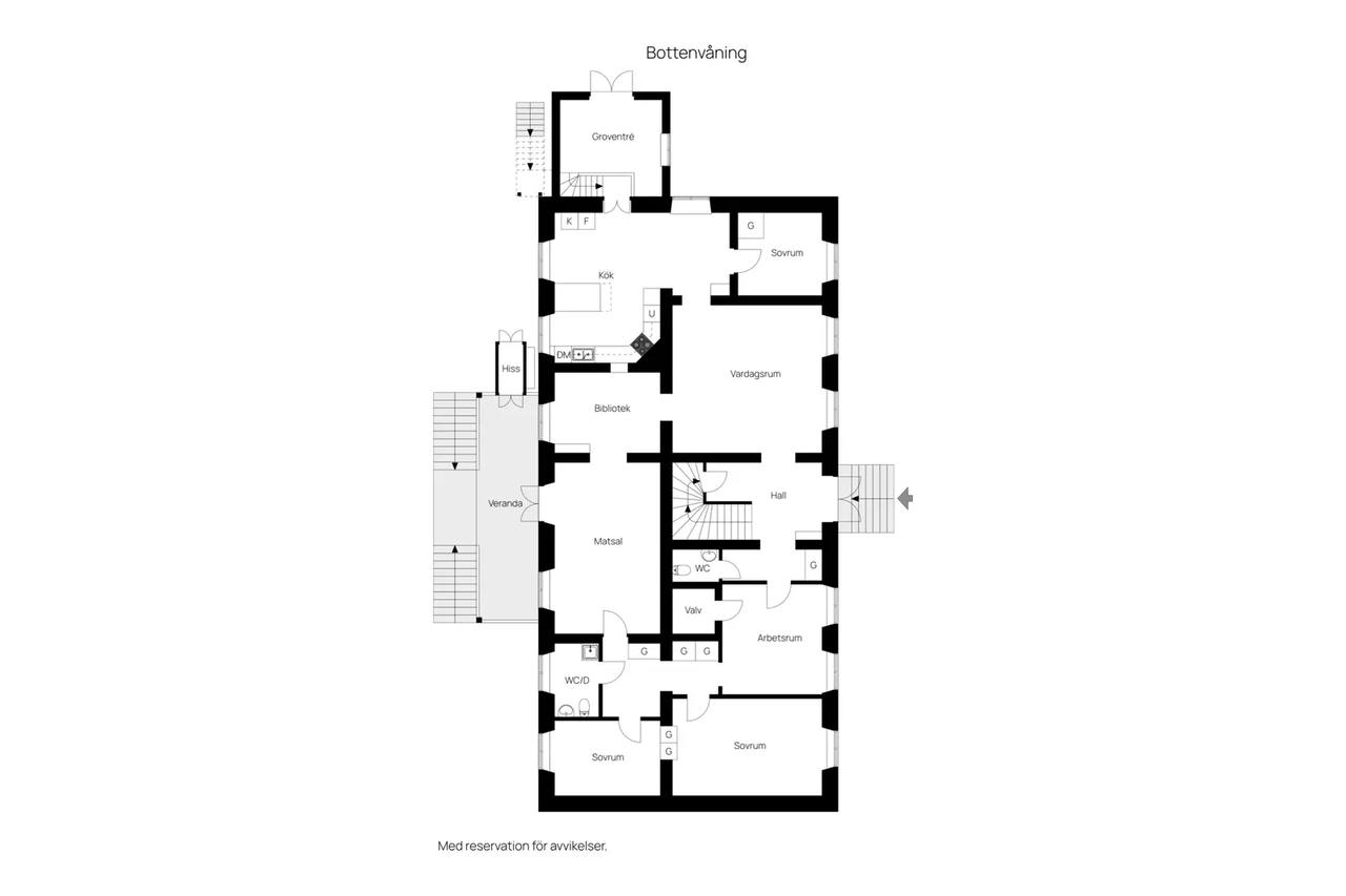 Planritning för Kräklingbo Prästgården 222