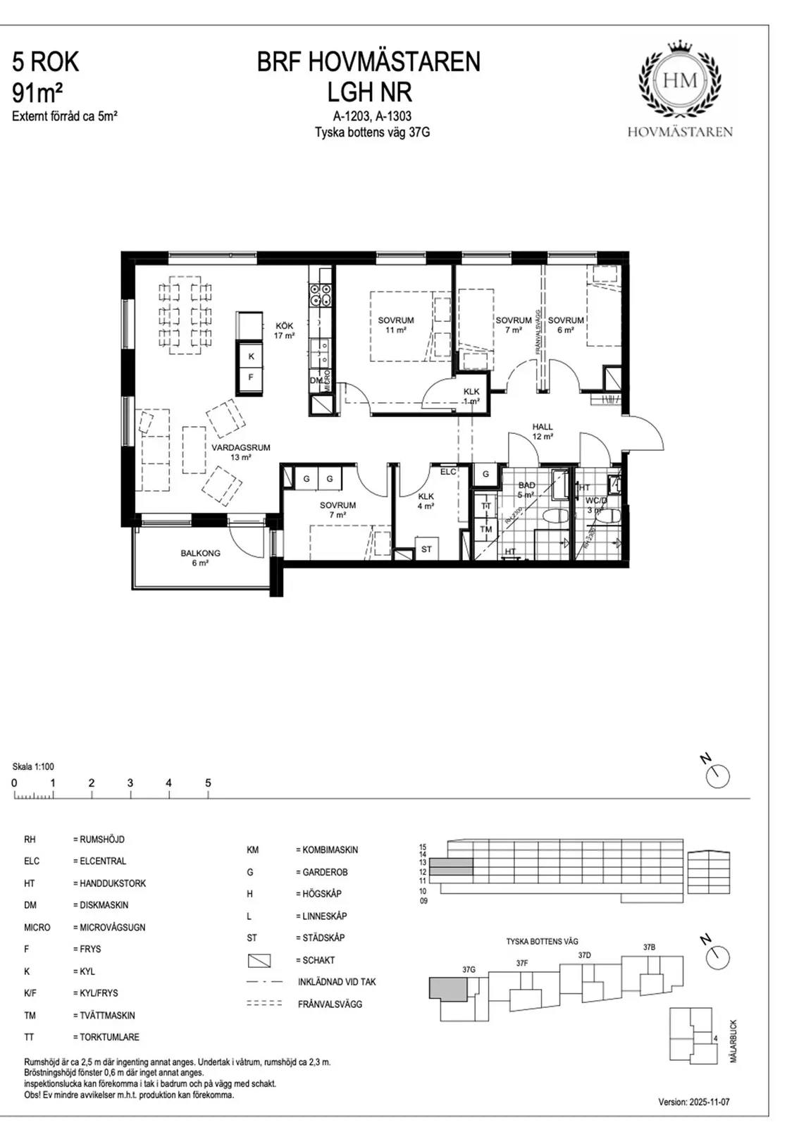 Floor plan for Tyska Bottens Väg 37G A-1303, 3tr