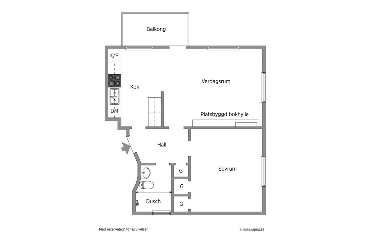 Floor plan for Björkbacksvägen 44, vån 2/3