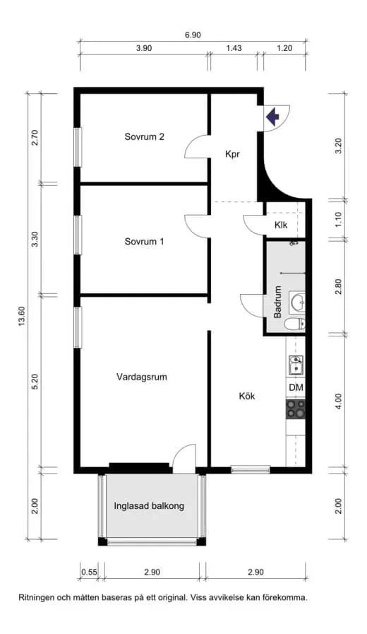 Planritning för Lodvägen 14