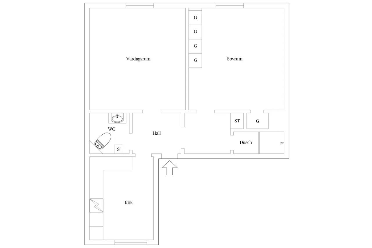 Planritning för Kyrkåsgatan 13B