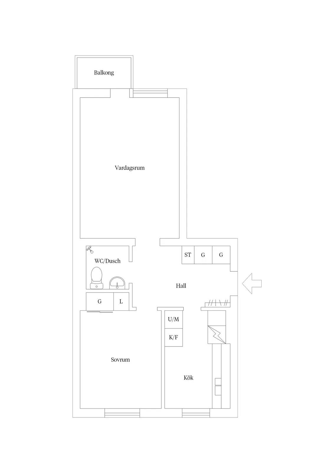 Planritning för Fogdegatan 3A