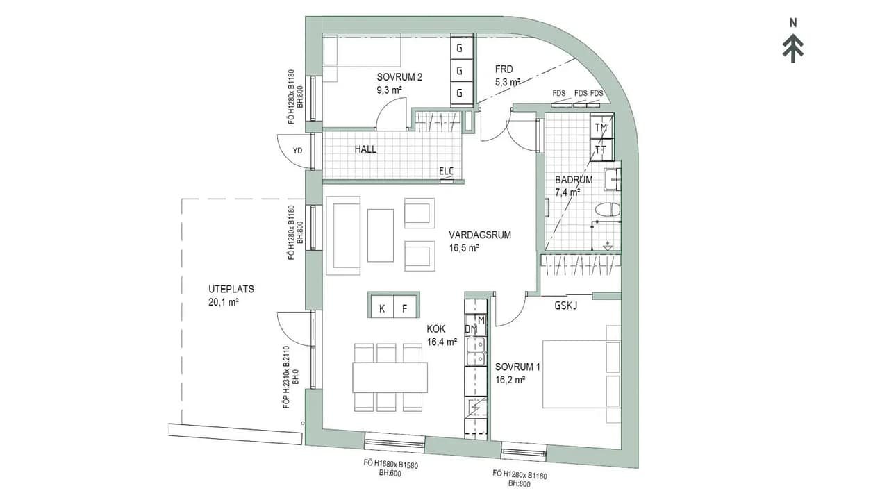 Floor plan for Sjöfartsgatan 30, (3-1001)