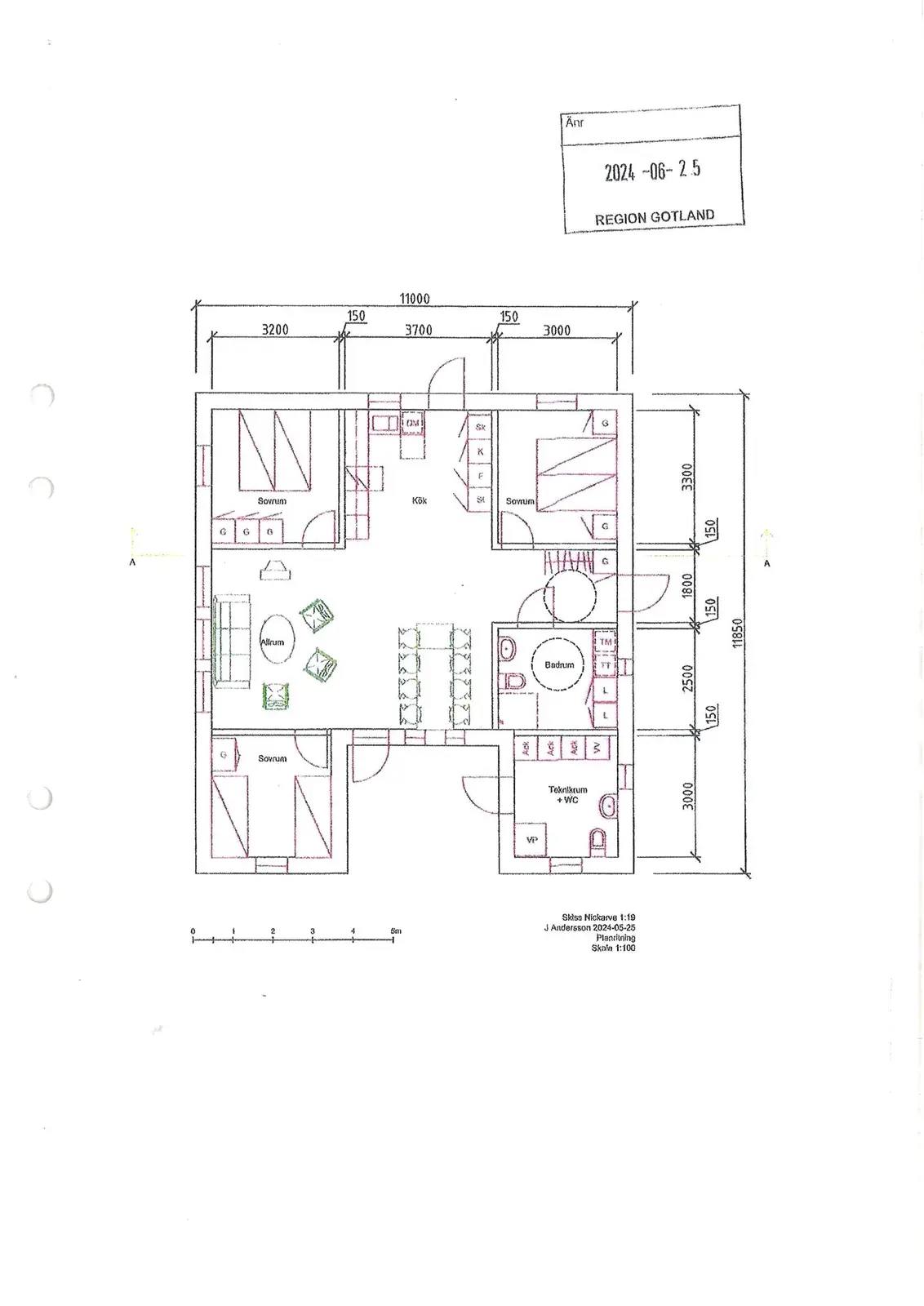 Planritning för Hejdeby Nickarve 306 A
