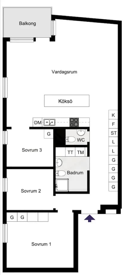 Floor plan for Annedalsvägen 49, 3Tr.
