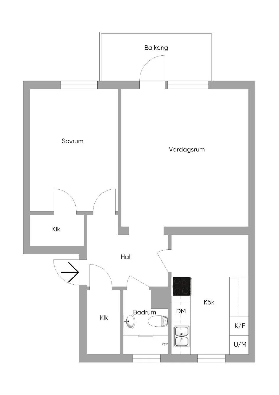 Planritning för Ryttaregatan 8B