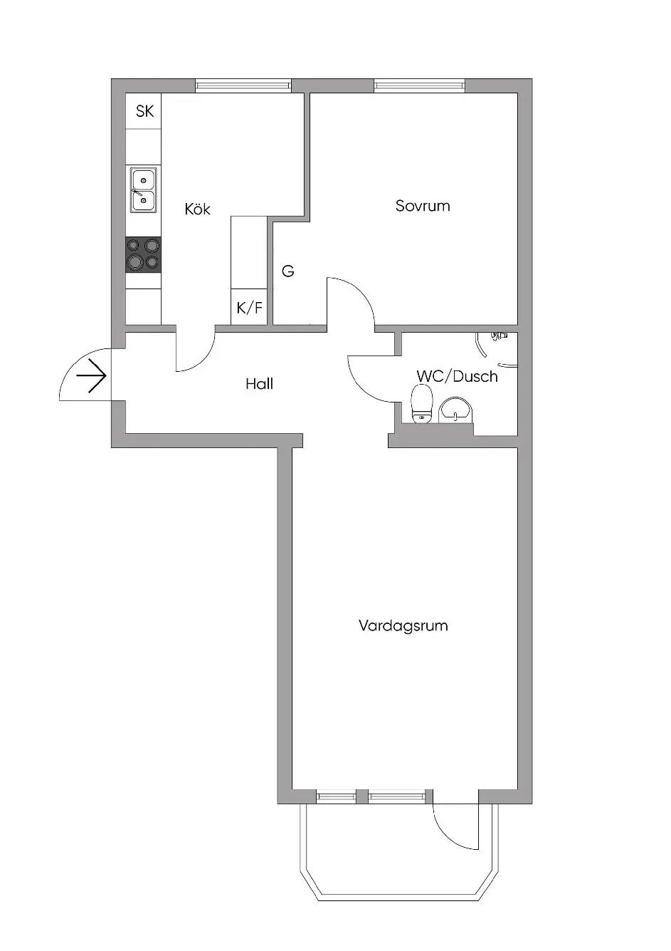 Floor plan for Linnévägen 10B