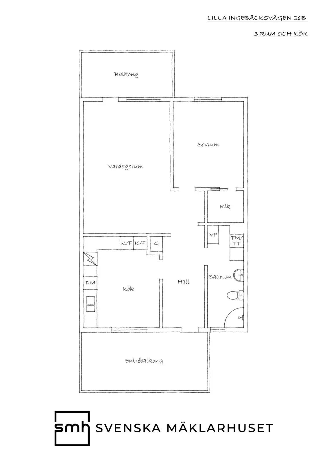 Planritning för Lilla Ingebäcksvägen 26B