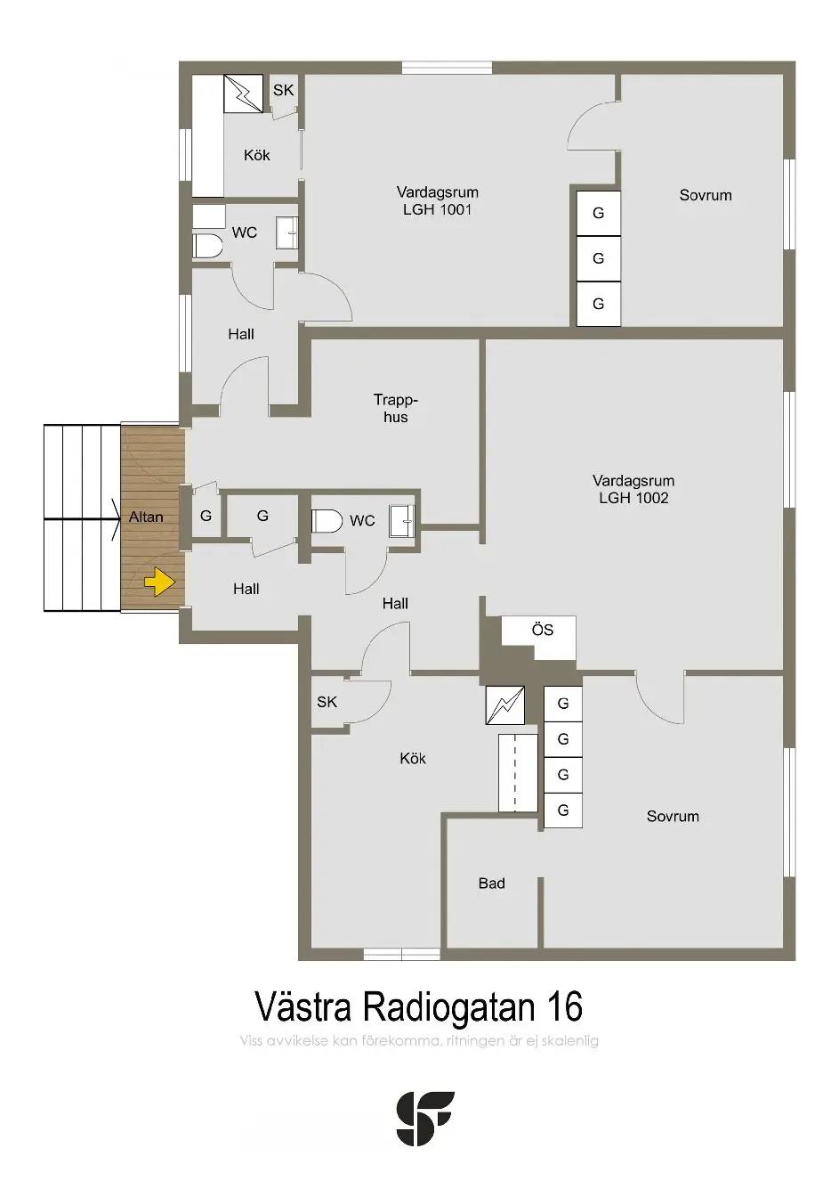 Planritning för Västra Radiogatan 16