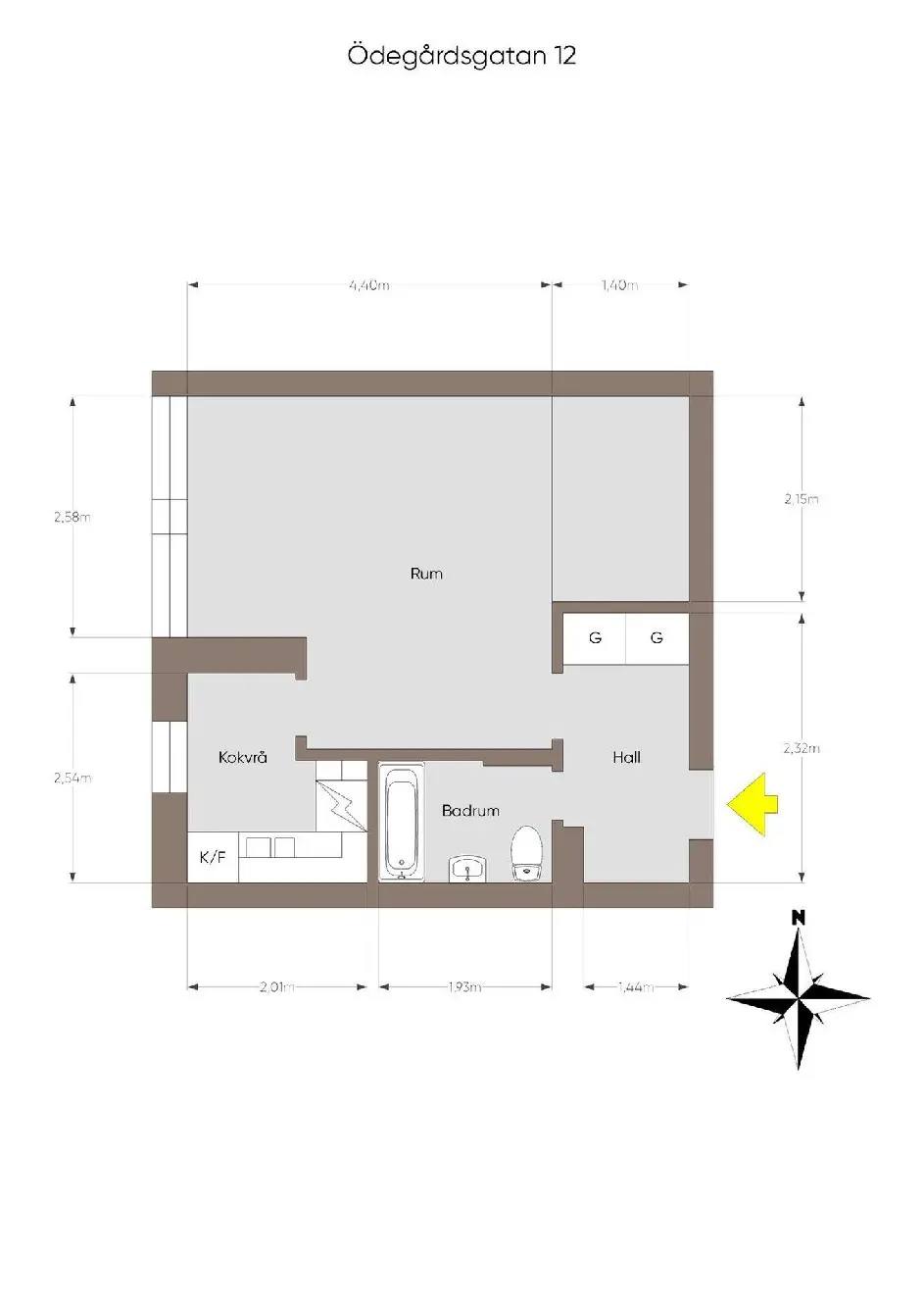 Planritning för Ödegårdsgatan 12