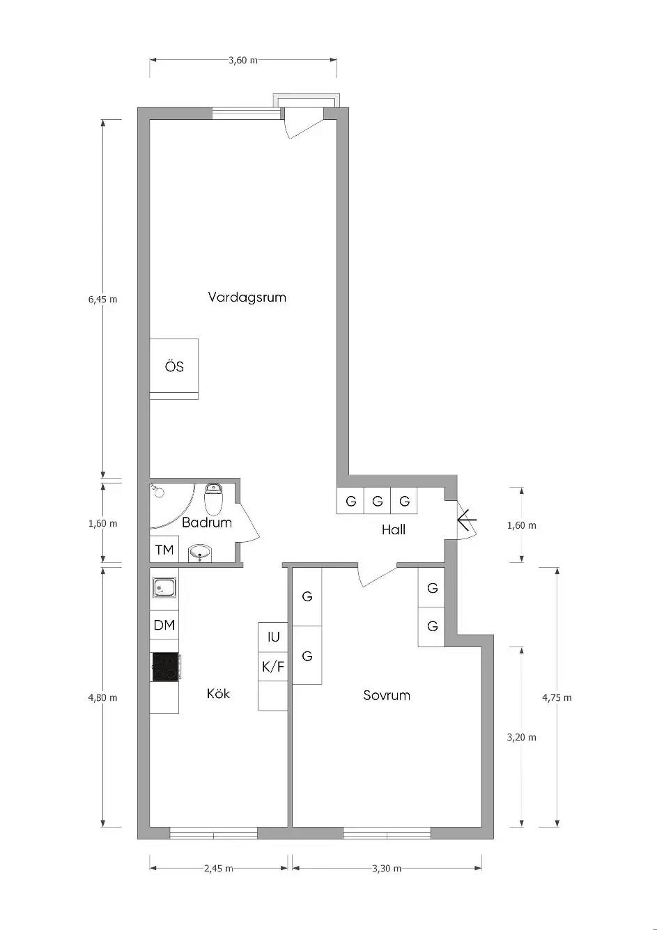 Planritning för Erik Dahlbergs väg 4