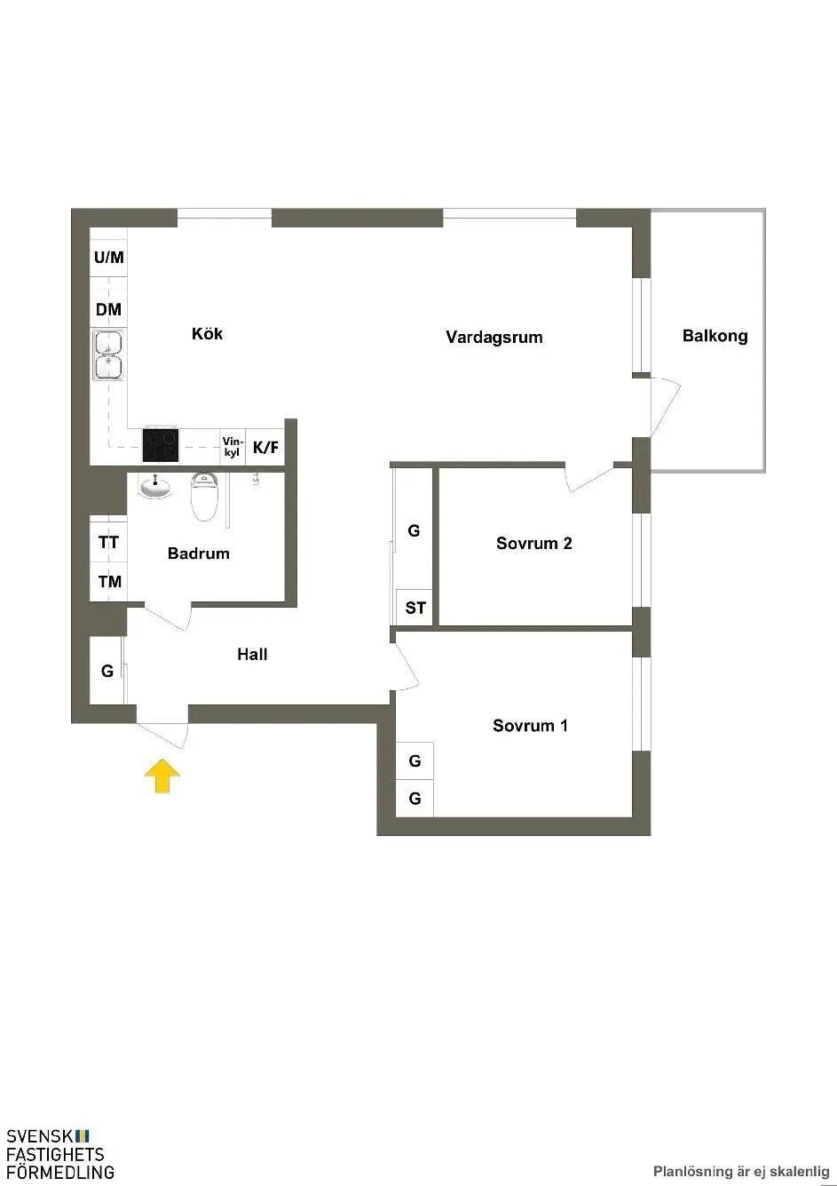 Planritning för Instrumentvägen 26, vån 4 av 5
