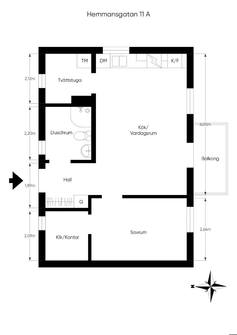 Planritning för Hemmansgatan 11A
