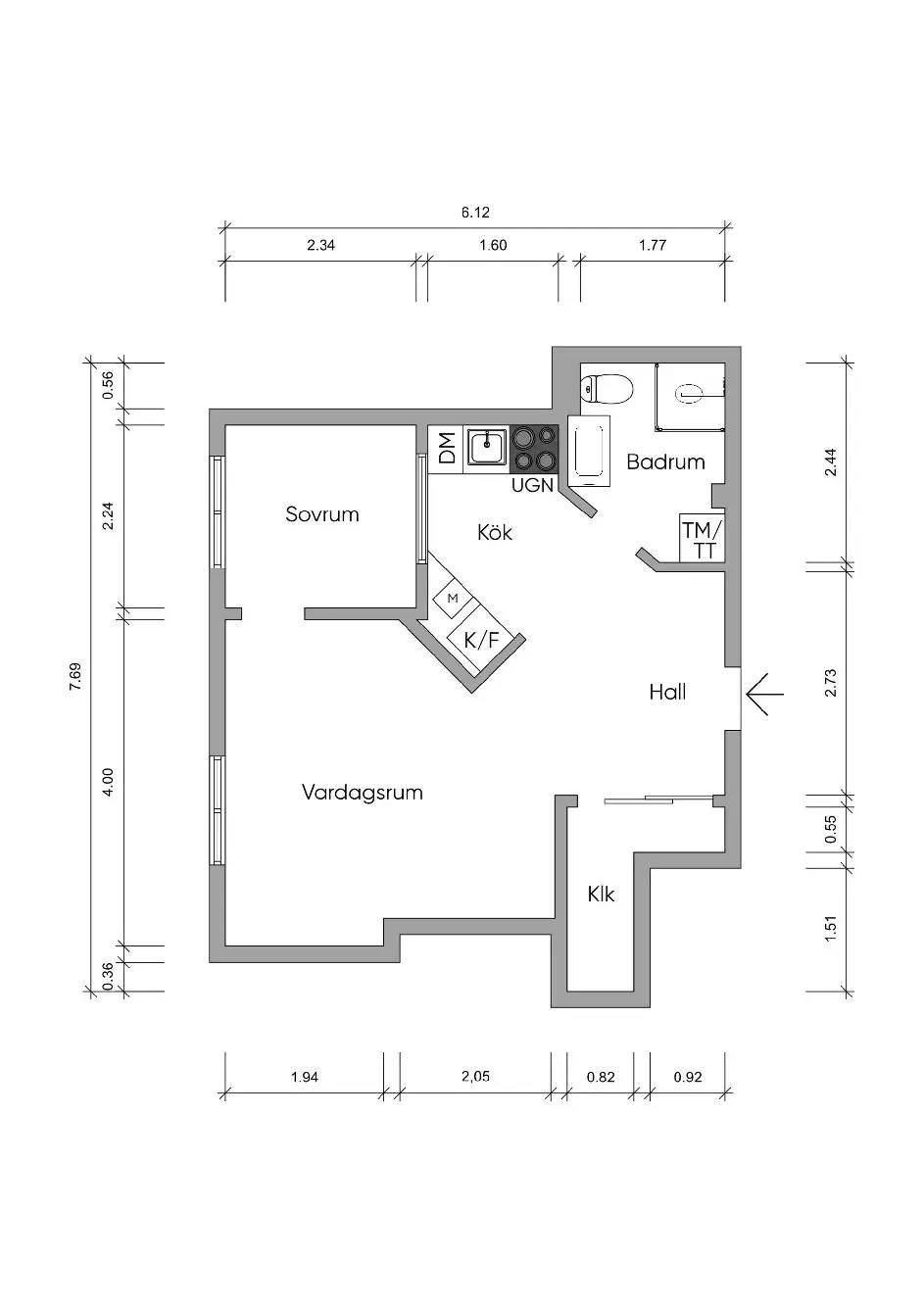 Planritning för Torphagsvägen 6