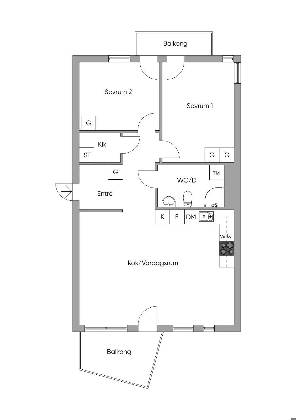 Floor plan for Flädervägen 2D