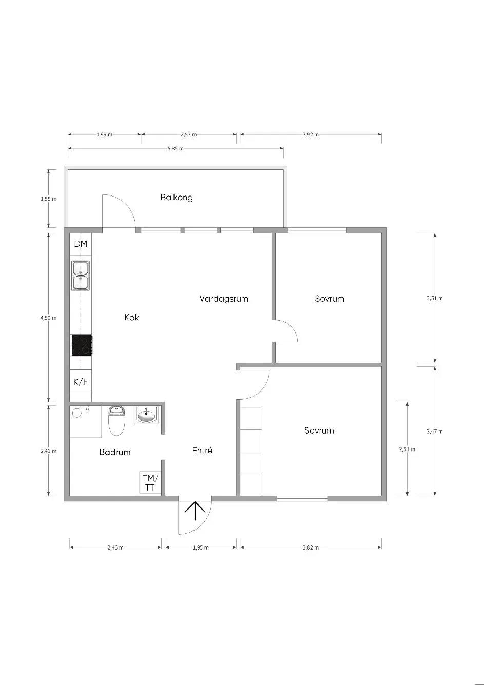 Planritning för Skolvägen 1G