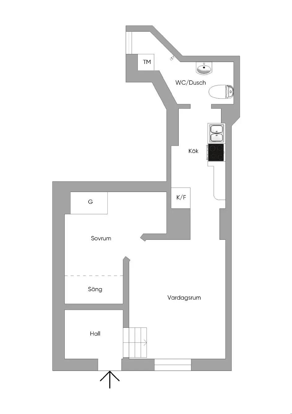 Floor plan for Ståthållaregatan 7B