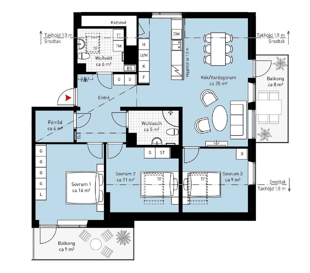 Floor plan for Hammarkullegatan 6