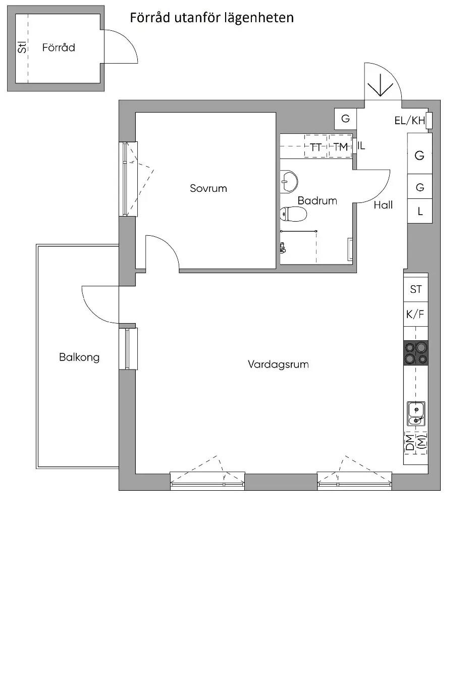 Floor plan for Mittfältsgatan 9, plan 1