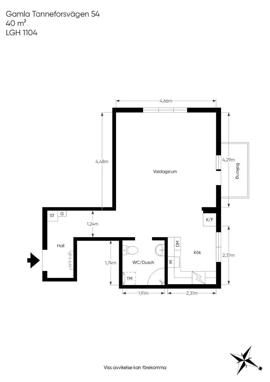 Planritning för Gamla Tanneforsvägen 54