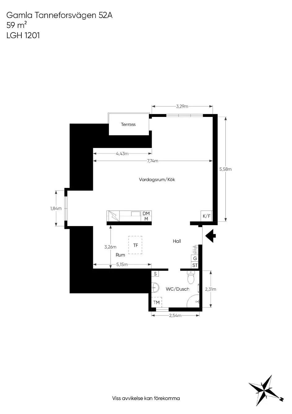 Planritning för Gamla Tanneforsvägen 52A