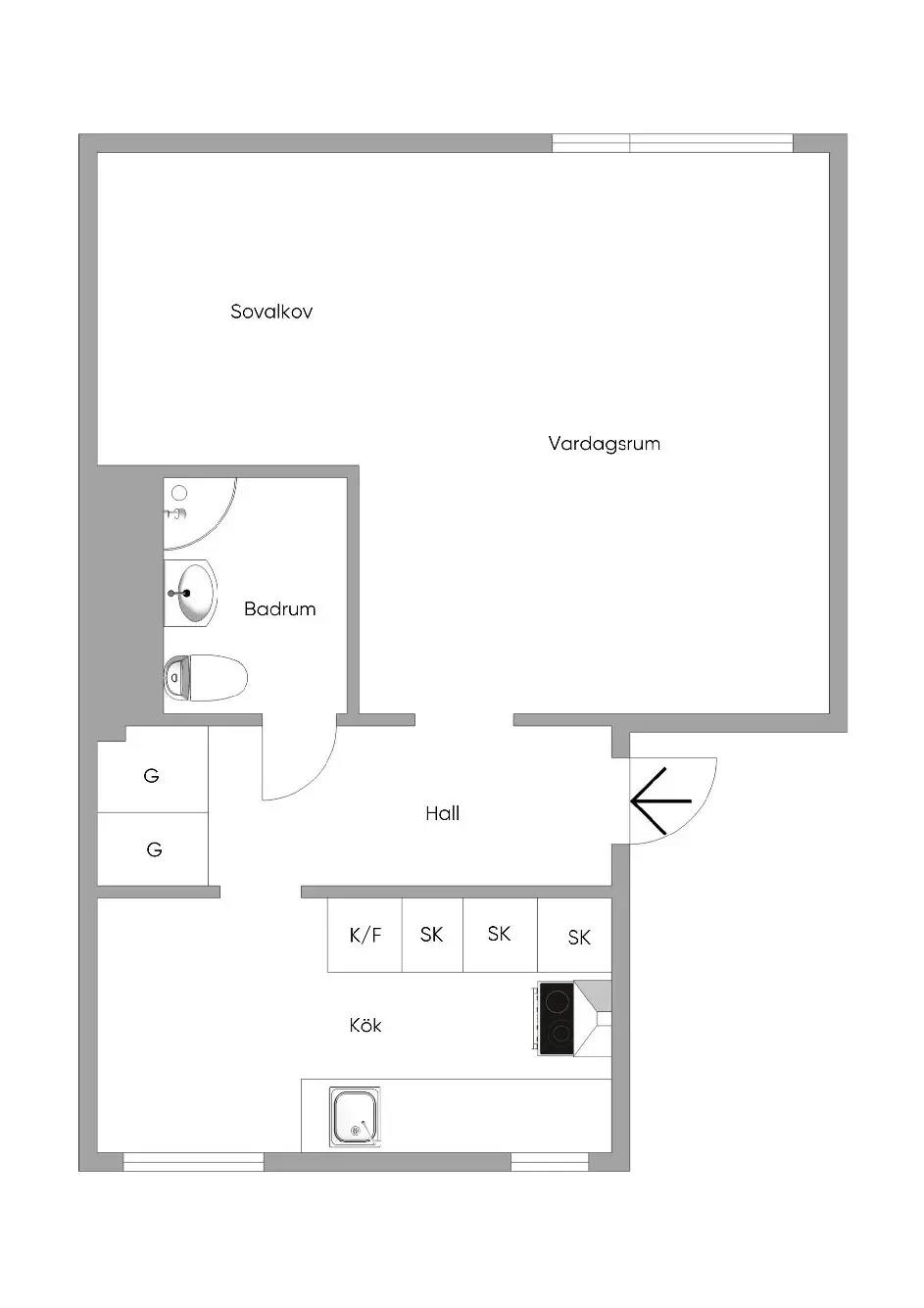 Floor plan for Lars Kaggsgatan 28D