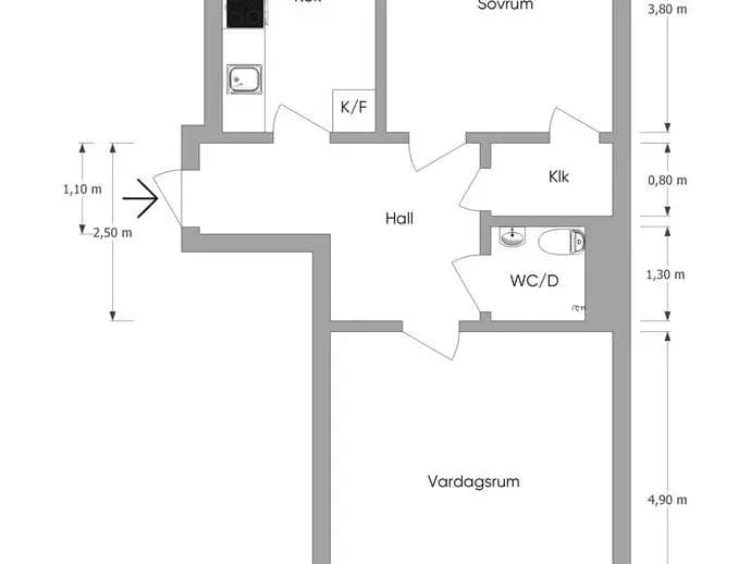 Floor plan for Nyköpingsvägen 32B