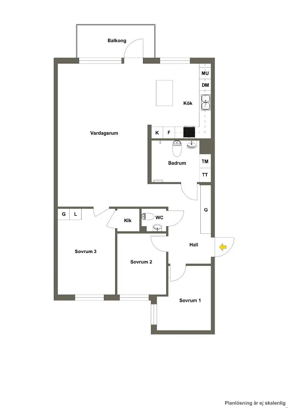 Floor plan for Jakobsdalsvägen 16, vån 5 av 5